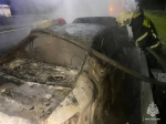Под Тверью на скоростной трассе загорелась машина