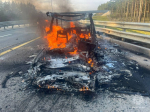В Тверской области на скоростной трассе загорелся автомобиль